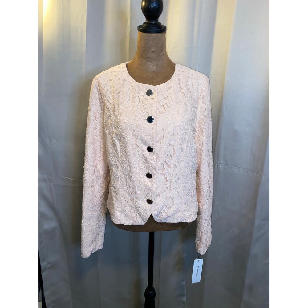 NWT Calvin Klein Blush Pink Lace Overlay Jacket Blazer Size 8 Formal Career